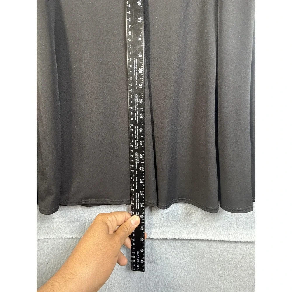 Notations Skirt Womens 1X Black A Line‎ Midi Elastic Waist Stretch Made USA